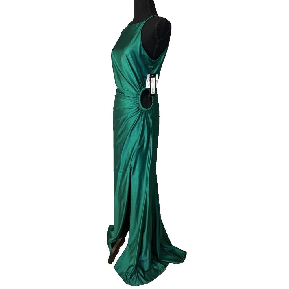 Xscape 10 Emerald Green Formal Gown Side O Waist Gala Prom Wedding Guest NEW - Picture 4 of 16